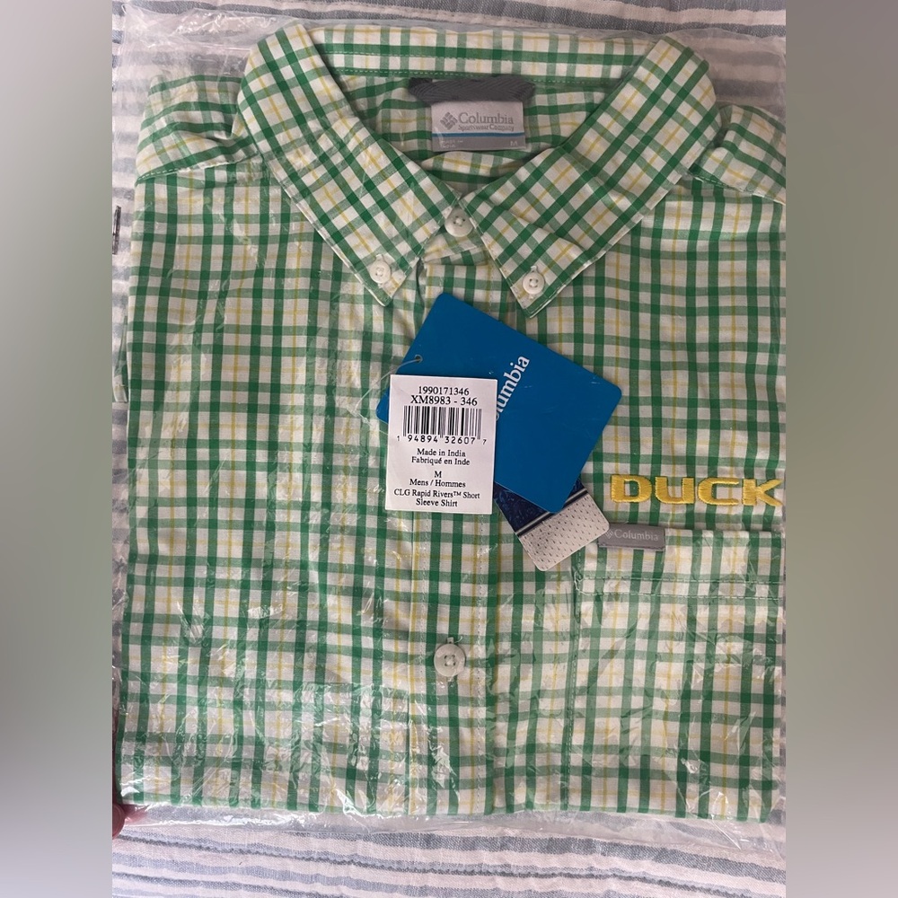 Columbia Green and White Checkered Shirt